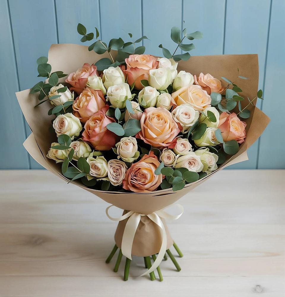 Букет цветов из: Альстромерии и Розы в Никулино