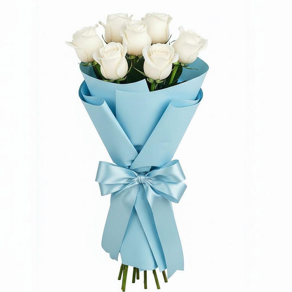 Букет 7 белых роз Проуд в Никулино