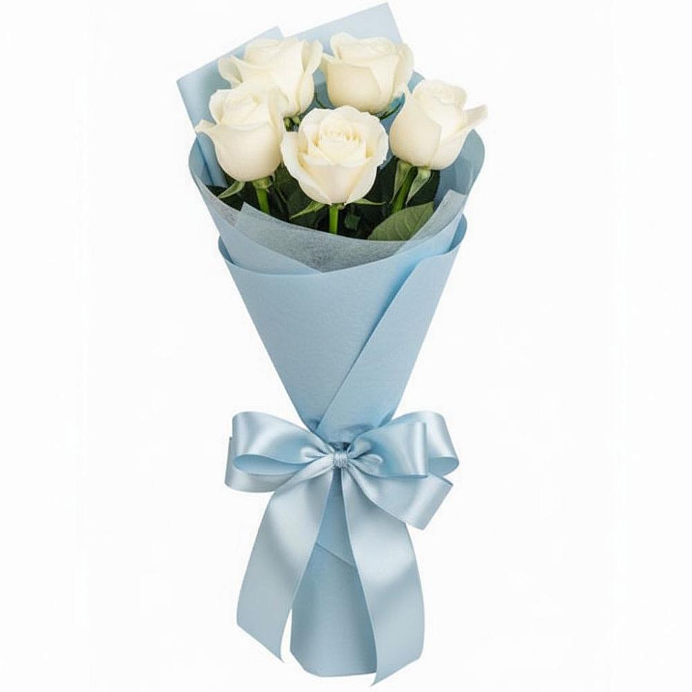 Букет 5 Белых роз Проуд в Никулино