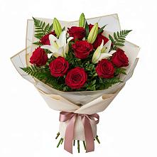 Букет цветов из:  Лилии и Розы в Никулино