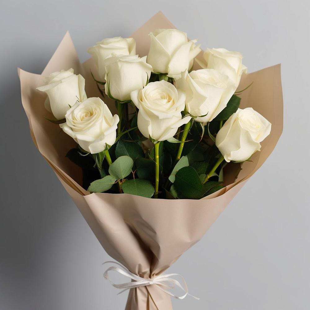 Букет 9 Белых роз Эдлесс Лав в Никулино