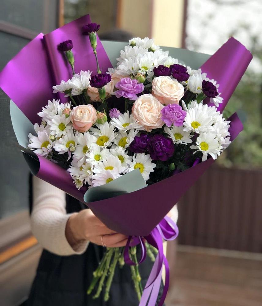 Букет цветов из: Хризантемы, Гвоздики и Розы в Никулино