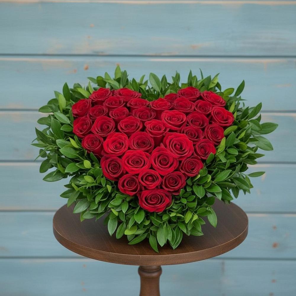 Цветочная композиция из Розы в виде сердца в Никулино