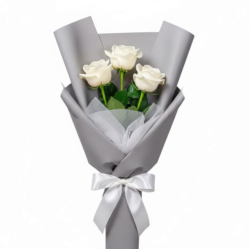 Букет 3 белые розы в Никулино