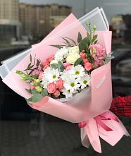 Букет цветов из:  Розы, Лизиантусы и Хризантемы в Никулино