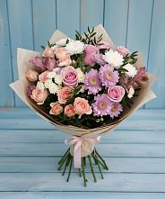 Букет цветов из:  Хризантемы, Розы и Альстромерии в Никулино