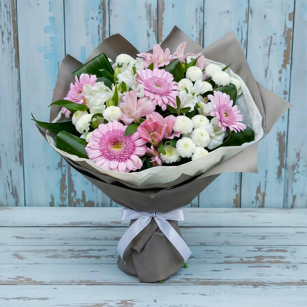 Букет цветов из: Герберы, Альстромерии и Хризантемы в Никулино