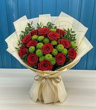 Букет цветов из:  Розы и Хризантемы в Никулино