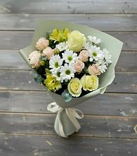 Букет цветов из:  Альстромерии, Розы и Хризантемы в Никулино