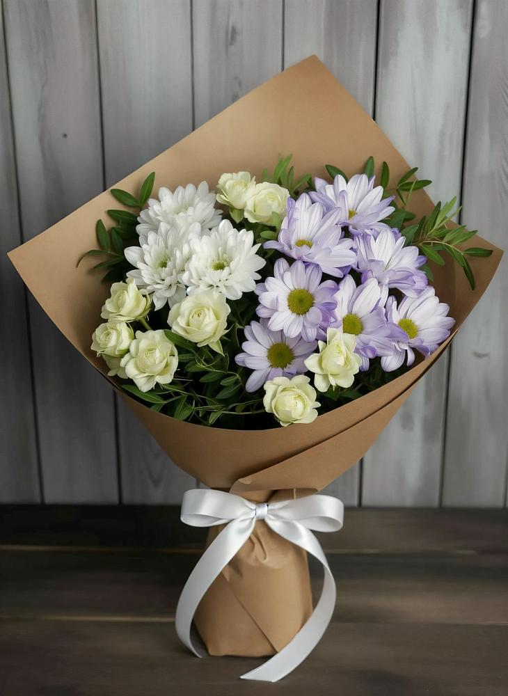 Букет цветов из: Хризантемы и Розы в Никулино